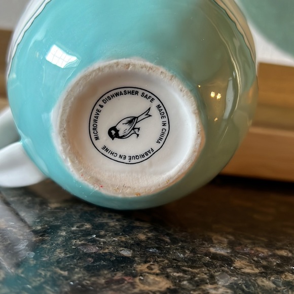 Anthropologie Turquoise and White Ceramic Mug - Picture 7 of 7